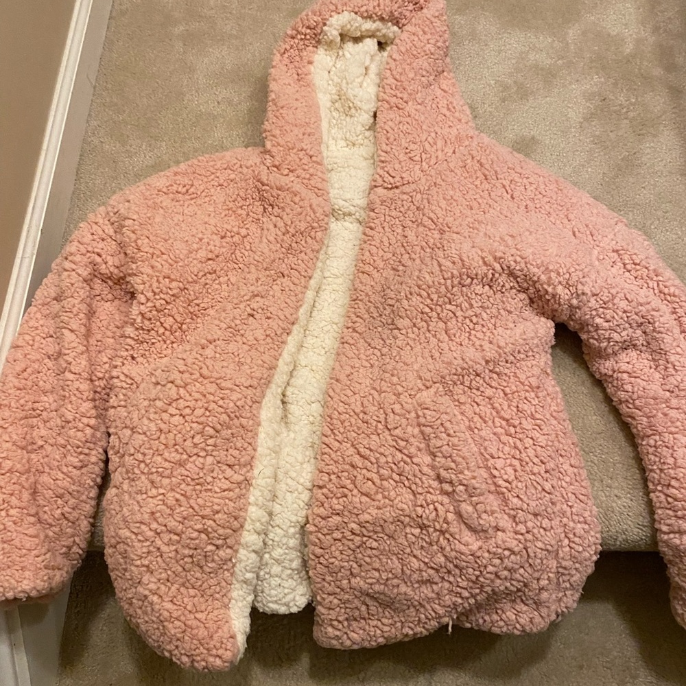 Women’s Sherpa open front sweater with hood and pockets